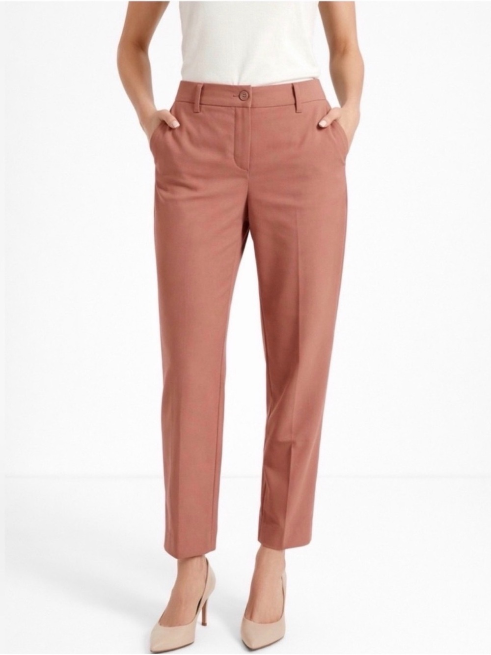 NWT Wildfang The Empower Trouser Dusty Rose/Rose Brown Straight Leg Pants Sz 8